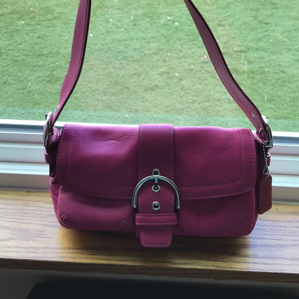Coach hot pink leather purse